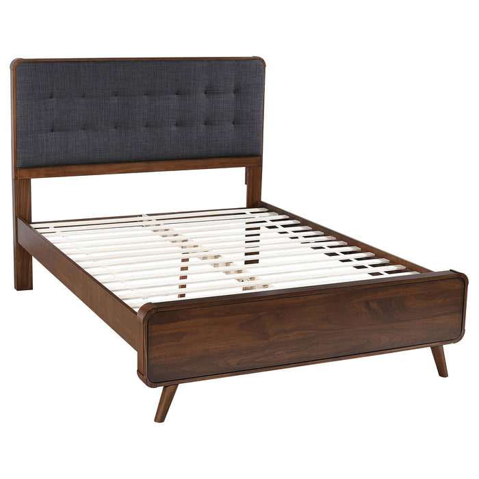 Robyn Queen Bed with Upholstered Headboard Dark Walnut image