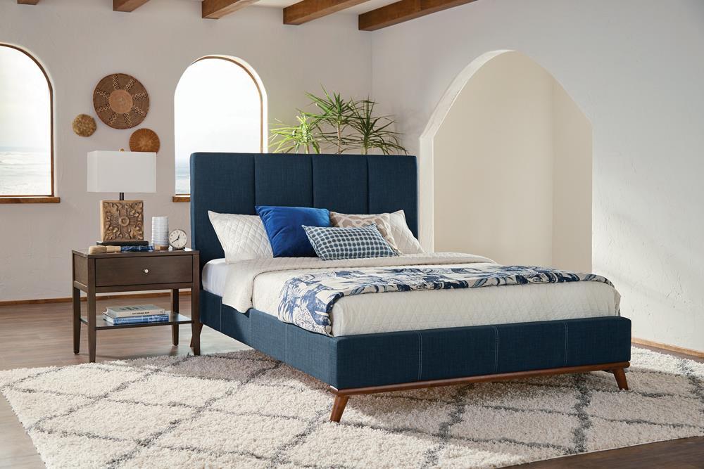 Charity Queen Upholstered Bed Blue