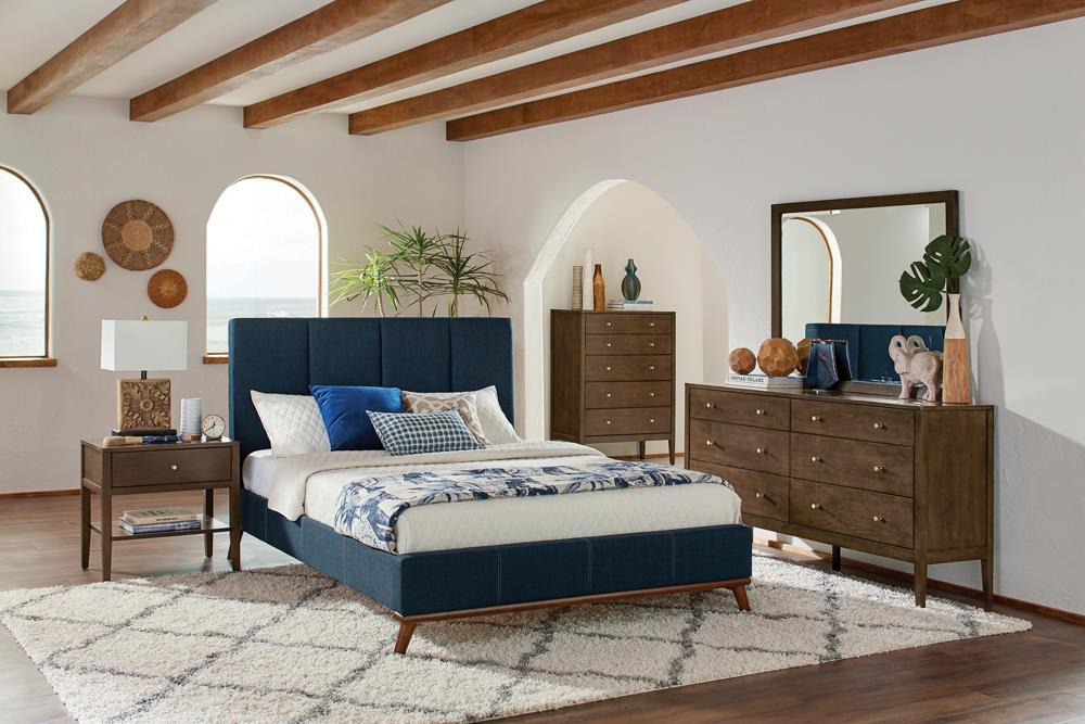 Charity Queen Upholstered Bed Blue