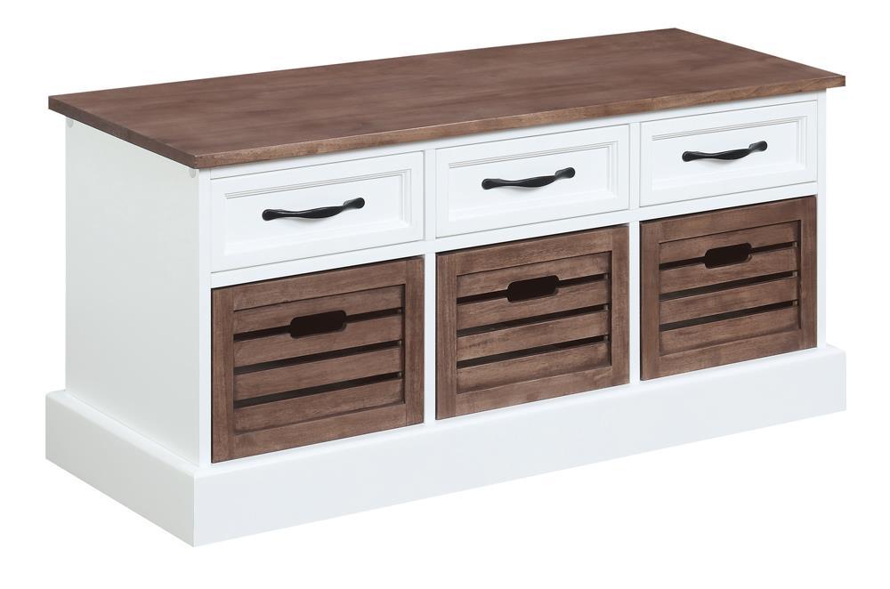 Alma 3-drawer Storage Bench Weathered Brown and White