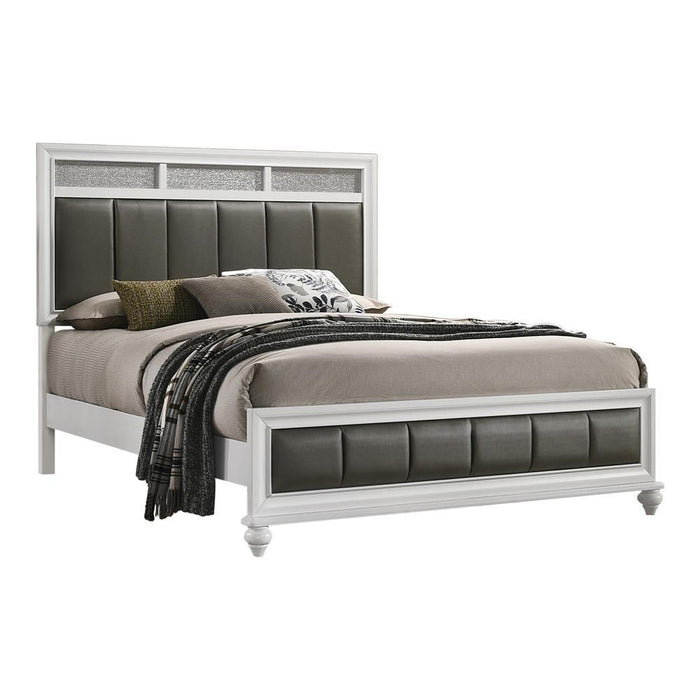 Barzini Eastern King Upholstered Panel Bed White