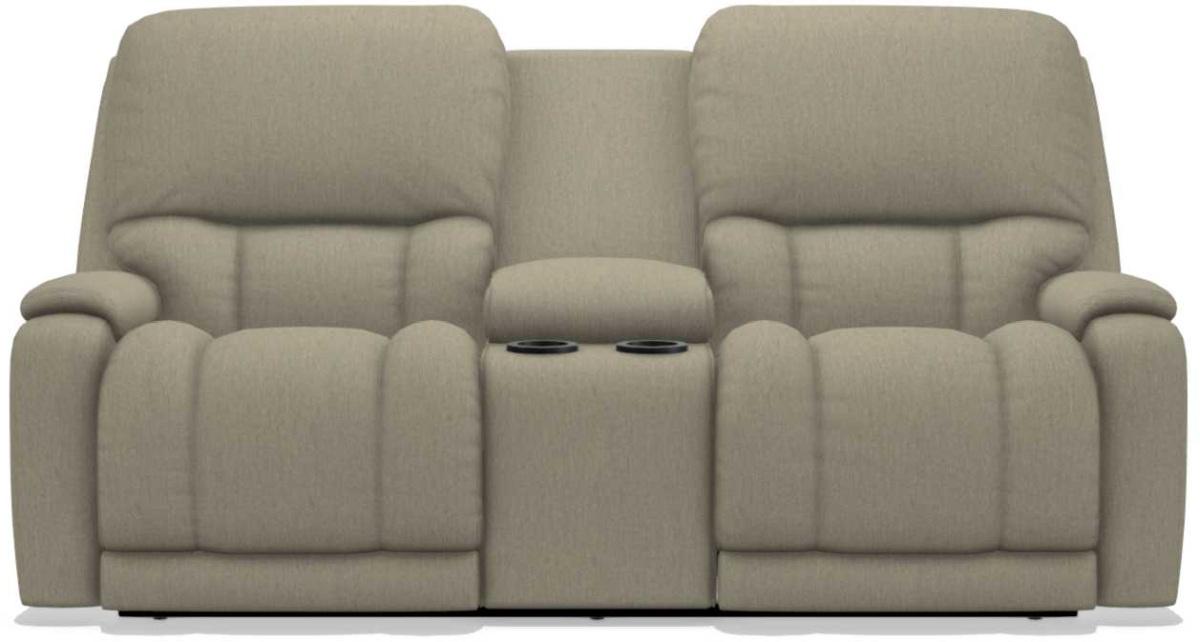 La-Z-Boy Greyson Teak Power Reclining Loveseat with Headrest And Console image