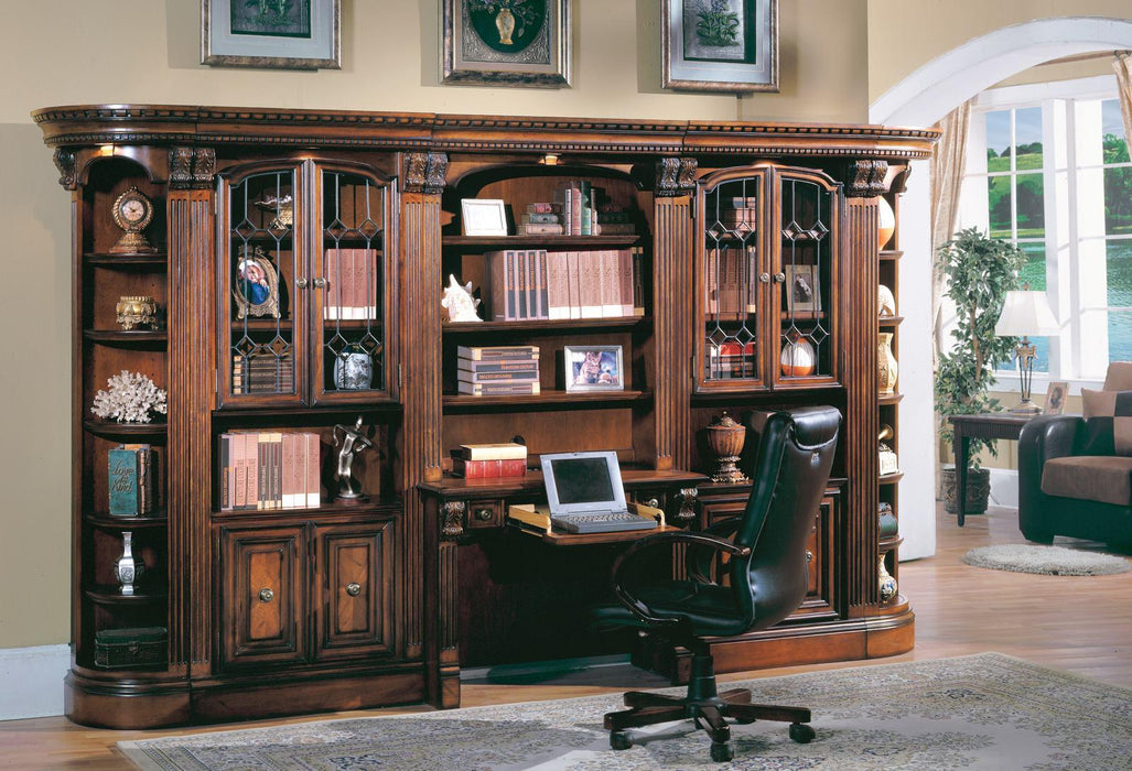 Parker House Huntington 6 Piece Library Desk Wall in Vintage Pecan