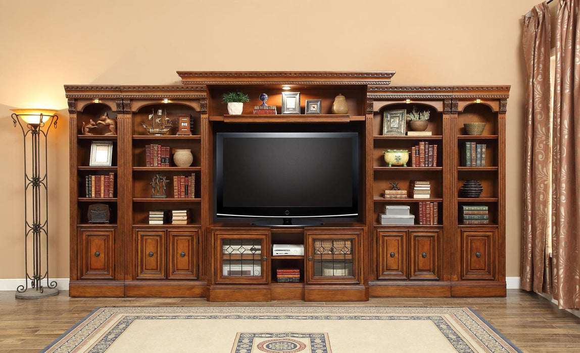 Parker House Huntington Expandable Inset Entertainment Wall in Vintage Pecan