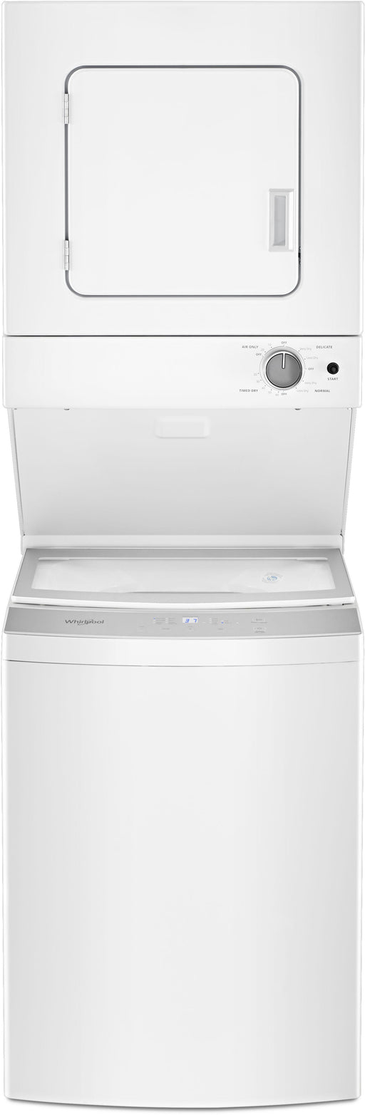 Whirlpool� 1.6 Cu. Ft. Washer, 3.4 Cu. Ft. Dryer White Electric Stacked Laundry - Burnett Furniture (Henryetta, OK)