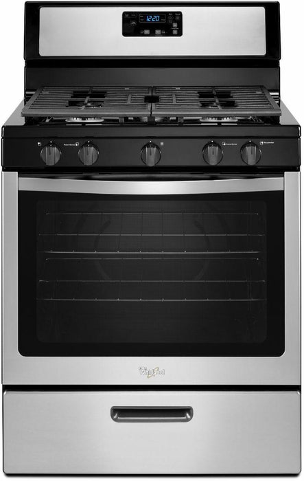 Whirlpool� 30" Black on Stainless Steel Free Standing Gas Range image