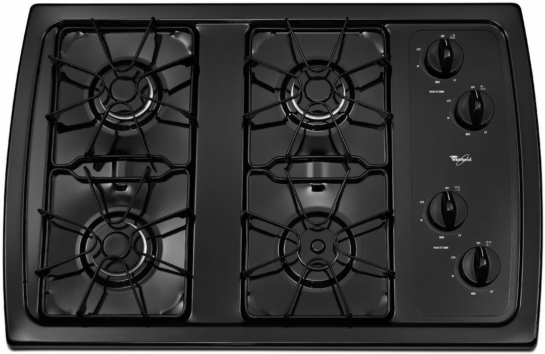 Whirlpool� 30" Black Gas Cooktop - Burnett Furniture (Henryetta, OK)