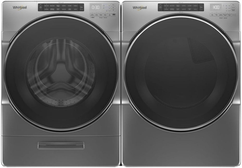 Whirlpool� Chrome Shadow Front Load Laundry Pair - Burnett Furniture (Henryetta, OK)